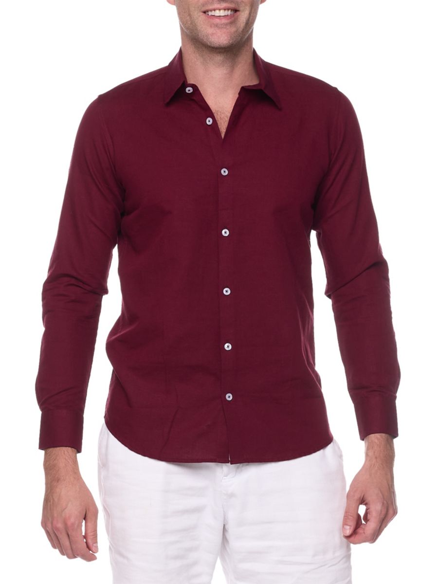 

Рубашка Slim Fit из льняной смеси Ranee's, бордовый