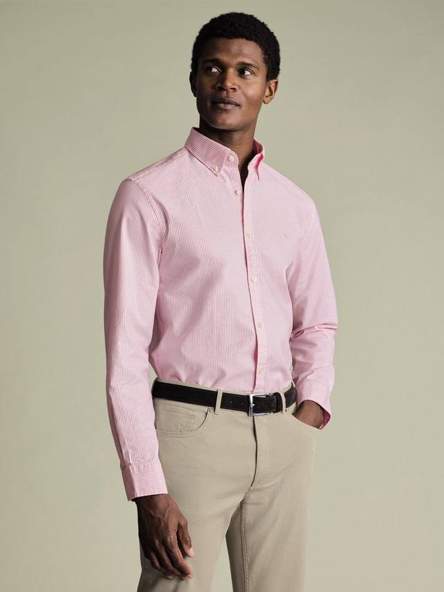 

Хлопковая рубашка в рубчик из оксфордской ткани Regular Fit Charles Tyrwhitt, Pink