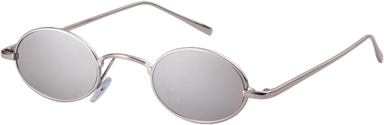 

Узкие овальные солнцезащитные очки в стиле стимпанк для женщин, винтажные маленькие очки в стиле стимпанк, золотистые крошечные солнцезащитные очки WNCKSQ, Mirror Silver