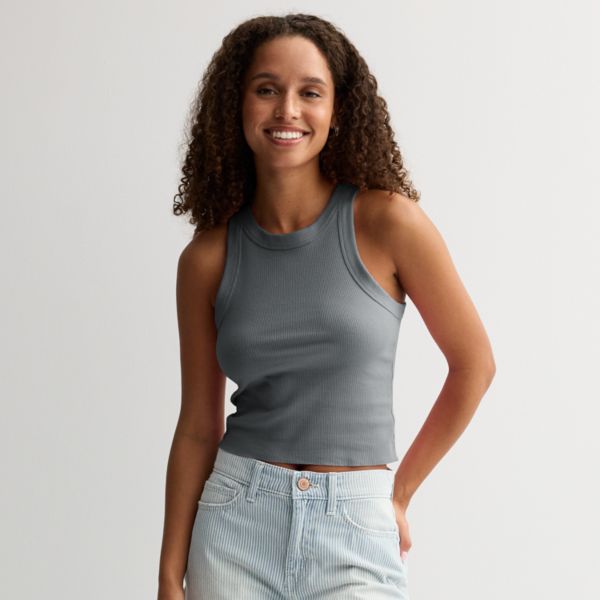 

Укороченный топ с высоким воротом и отделкой в рубчик для юниоров So, цвет pewter knight