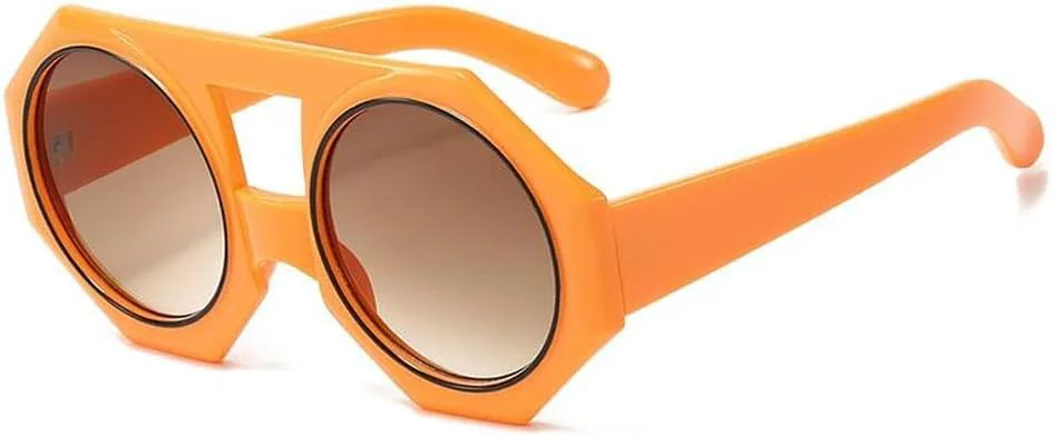 

Большие круглые солнцезащитные очки в стиле панк для женщин, роскошные винтажные солнцезащитные очки в стиле стимпанк для дам, стильные очки TKKTLLT, C5orangebrown