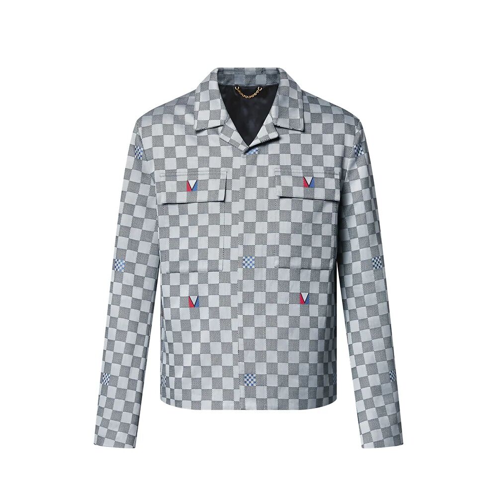 

Хлопковая рубашка Damier с открытым воротником Louis Vuitton, серый