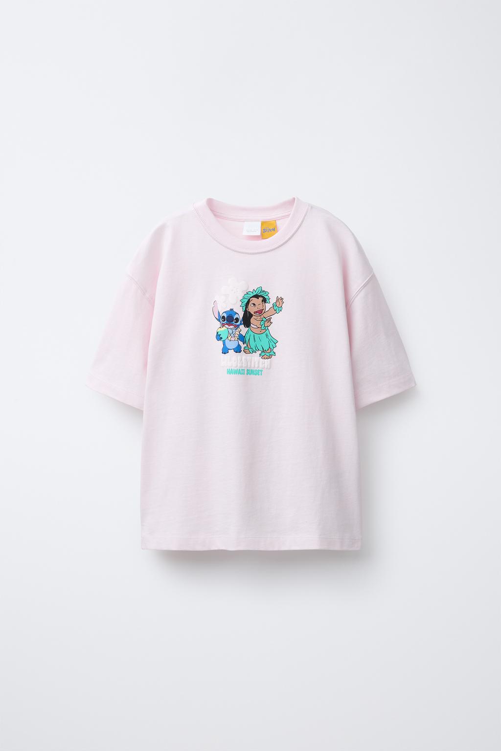 

Футболка с принтом lilo & stitch disney ZARA, розовый