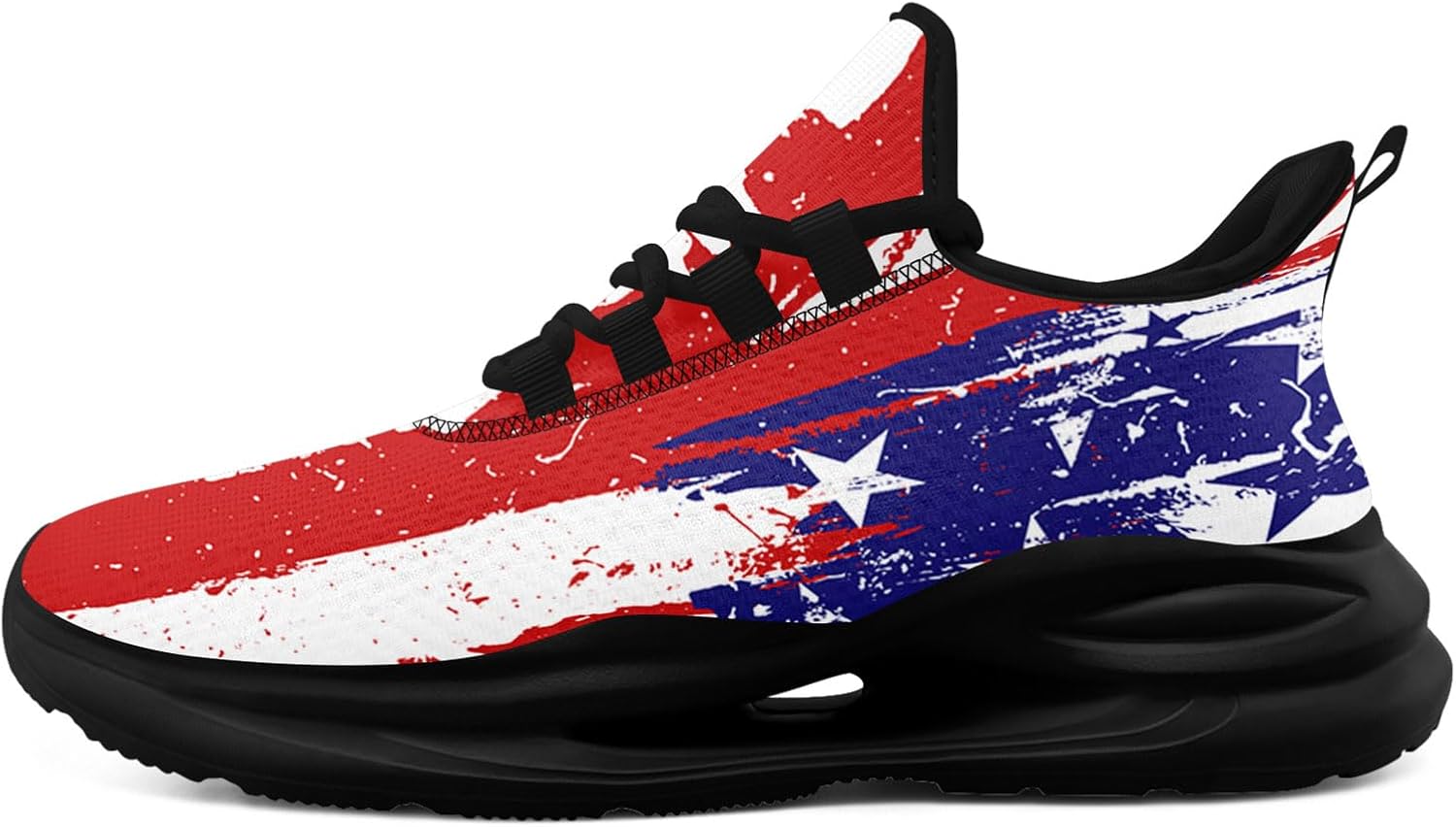 

Мужские беговые кроссовки с сеткой, дизайн с американским флагом для патриотических энтузиастов и ветеранов Onegam, белый/черный/красный/синий