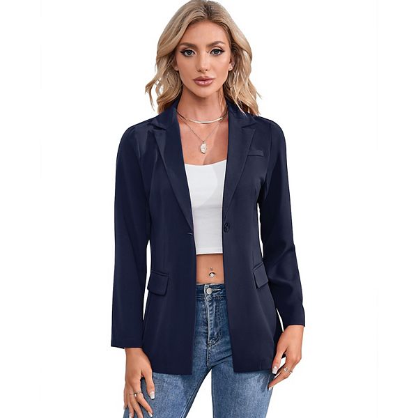 

Женский блейзер для делового стиля с подкладкой и карманами Seoria, Navy Blue