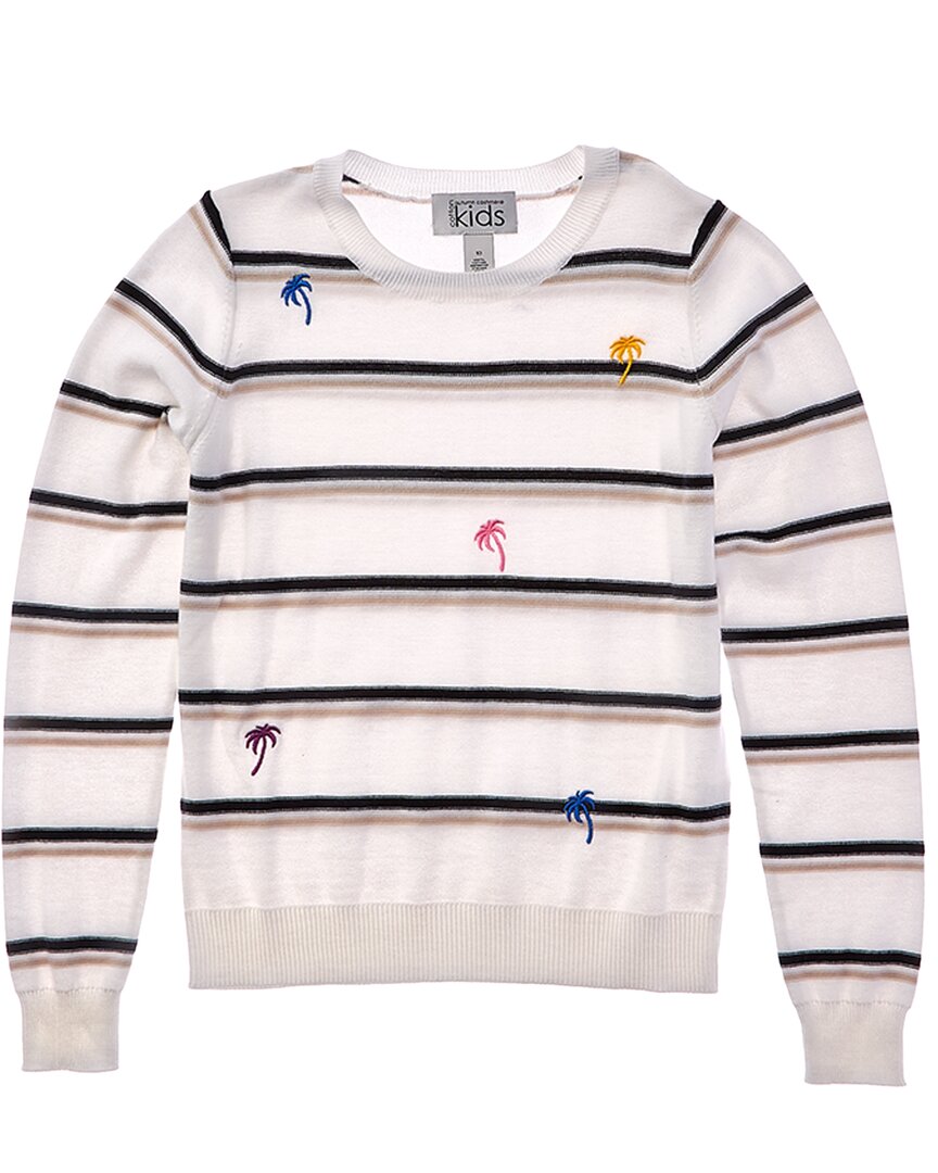 

Осенний кашемировый свитер с вышивкой в ​​полоску и пальмами Autumn Cashmere, белый