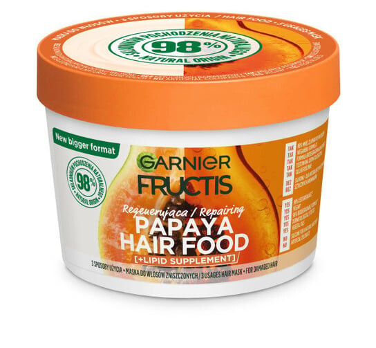 

Восстанавливающая маска для поврежденных волос, 400 мл Garnier, Fructis Papaya Hair Food