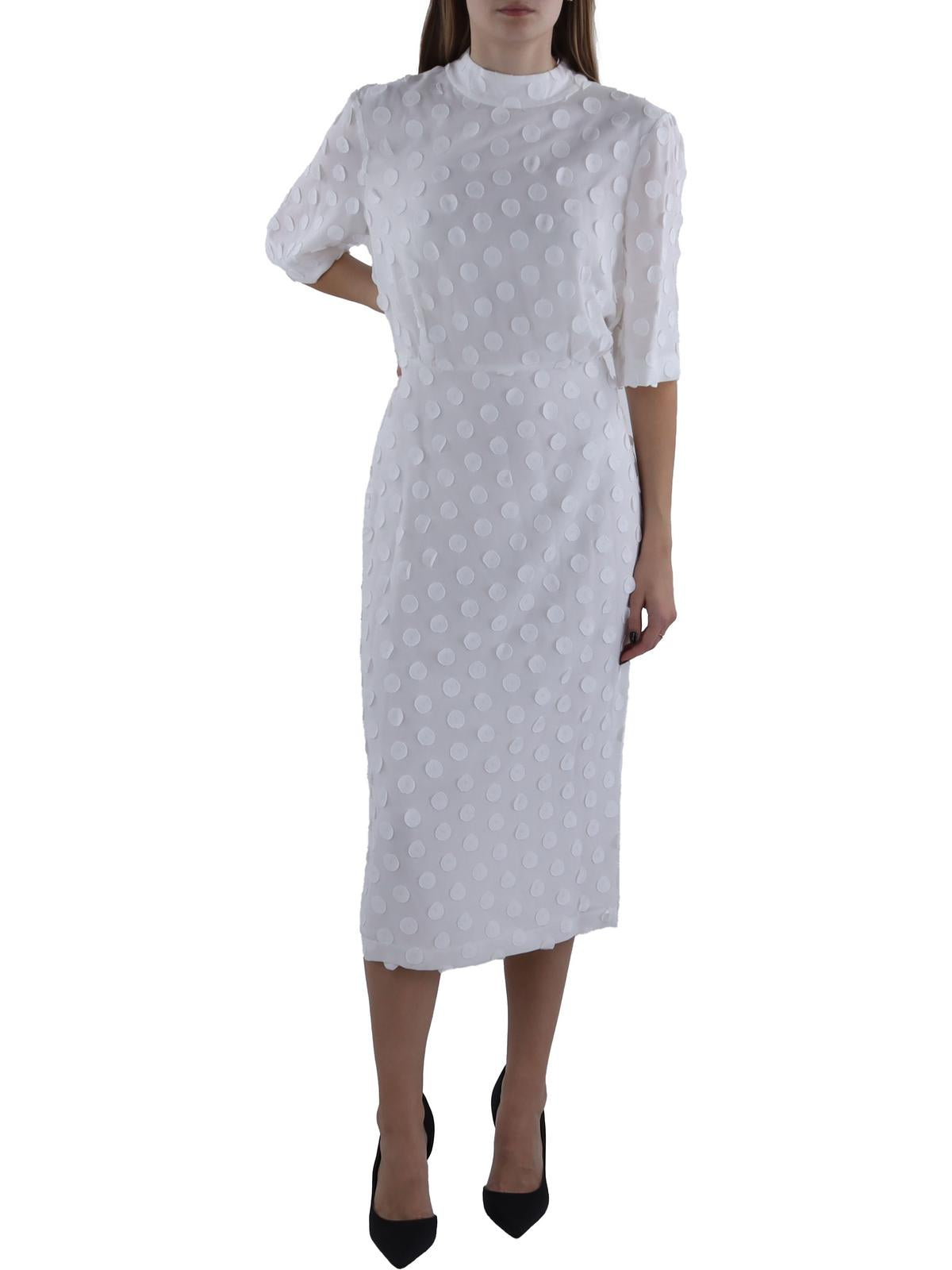 

Женское платье миди ниже колена в горошек BCBGMAXAZRIA, цвет optic white