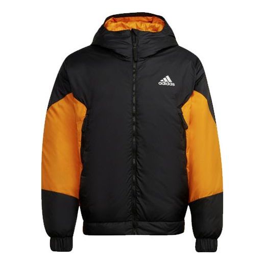 

Пуховик Men's adidas Colorblock Outdoor Sports Stay Warm Hooded With Down Feather Black Jacket, черный