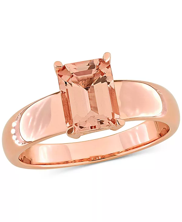 

Широкое эффектное кольцо с морганитом изумрудной огранки (1-1/2 карата) из 14-каратного розового золота Macy'S, pink