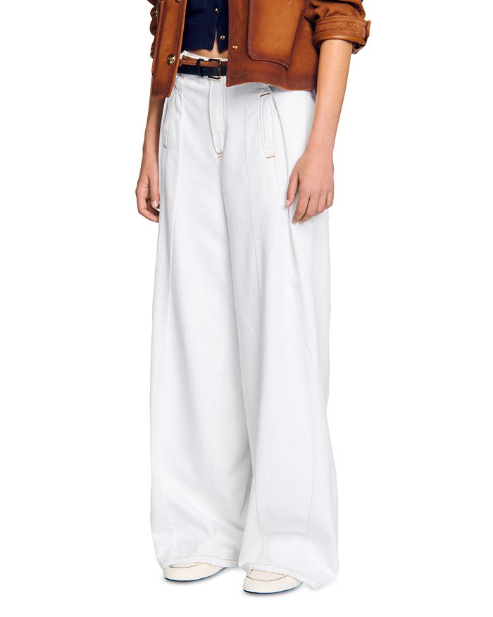 

Джинсы Everly Pleated Wide Leg белого цвета Sandro, белый