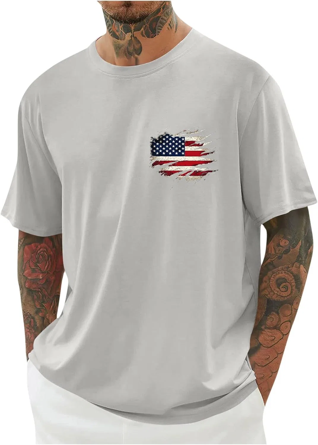 Футболка мужская с принтом USA Flag, Generic, R-582 Gray