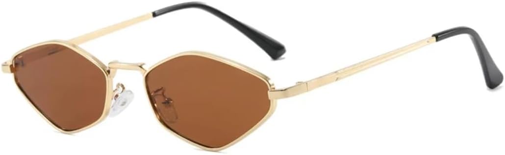 

Солнцезащитные очки с защитой UV400 | Маленькая металлическая оправа в стиле панк | Для женщин и мужчин | Для занятий спортом на открытом воздухе и вождения DSVIGF, Gold Brown