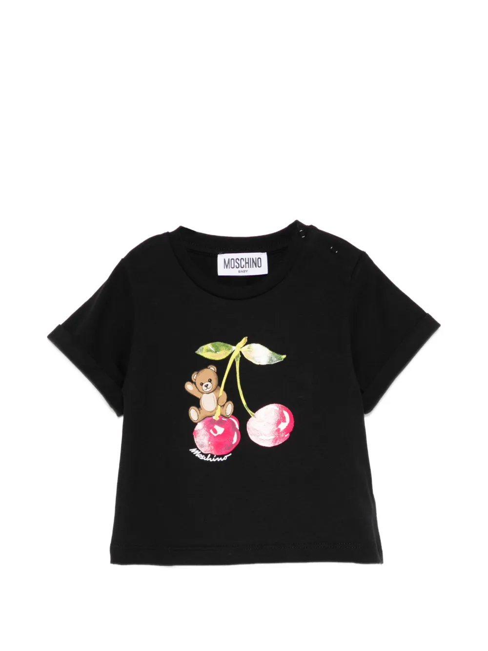 

Футболка с принтом вишен Moschino Kids, черный