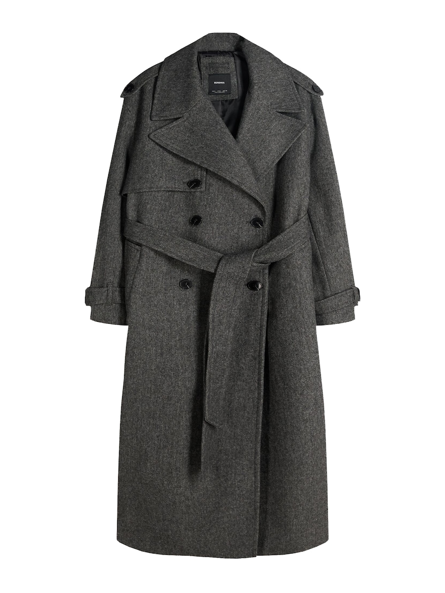 

Пальто межсезонное Bershka, антрацит/светло-серый