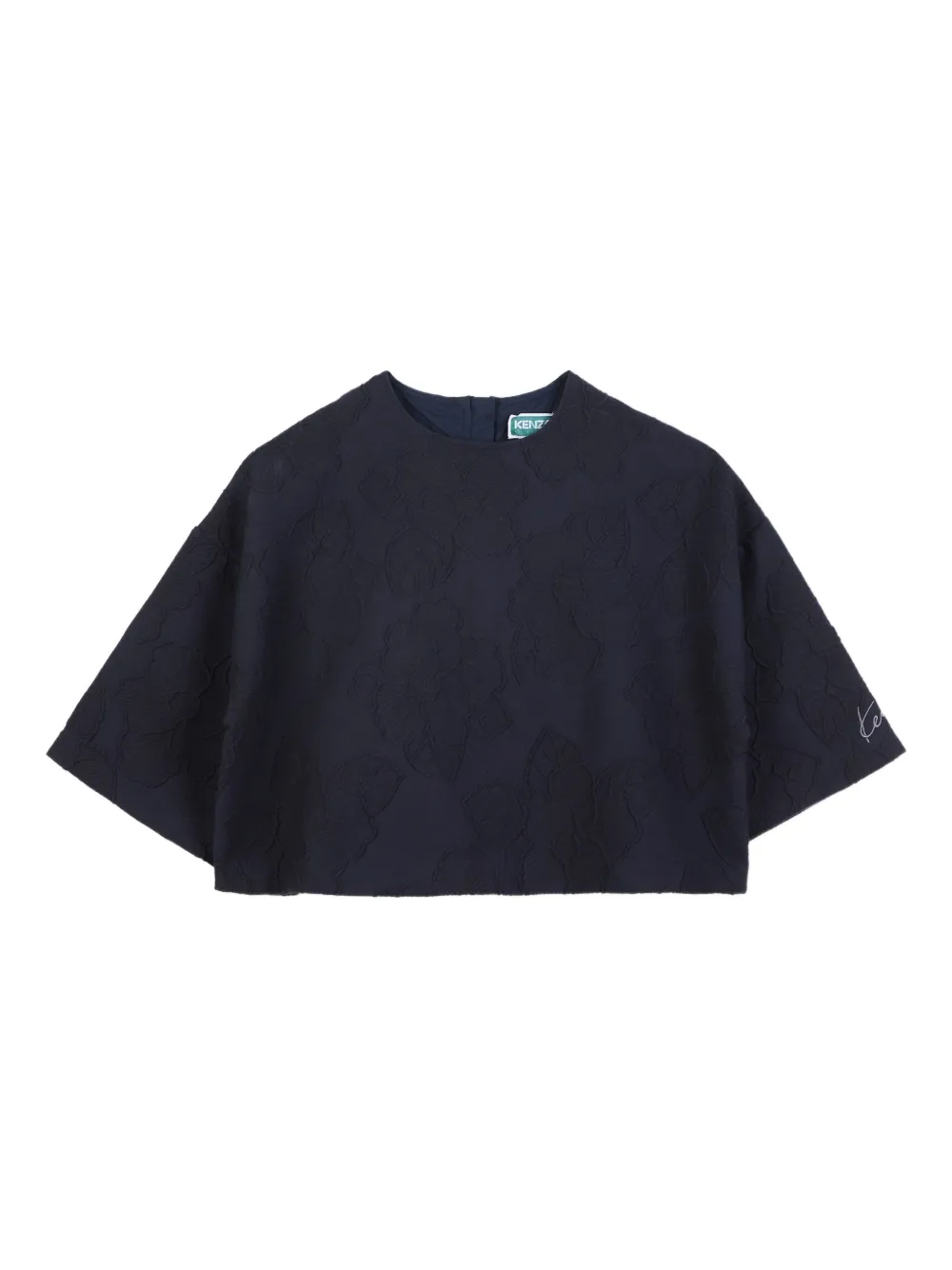 

Укороченная блузка с цветочной вышивкой Kenzo Kids, синий