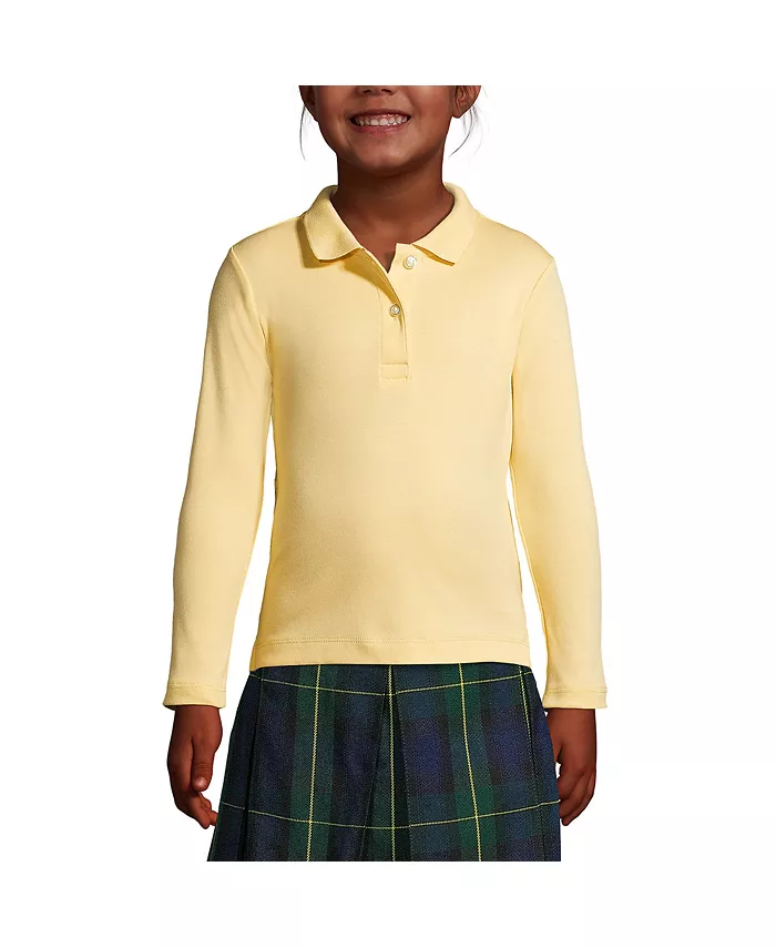 

Школьная форма для девочек длинный рукав женственный крой интерлок поло Lands' End, желтый