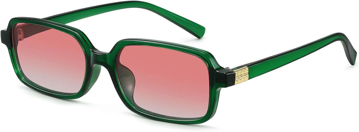 

Солнцезащитные очки MEETSUN ретро прямоугольной формы для женщин, модные винтажные очки 90-х годов, маленькие квадратные, с защитой от УФ-излучения, Green/Red