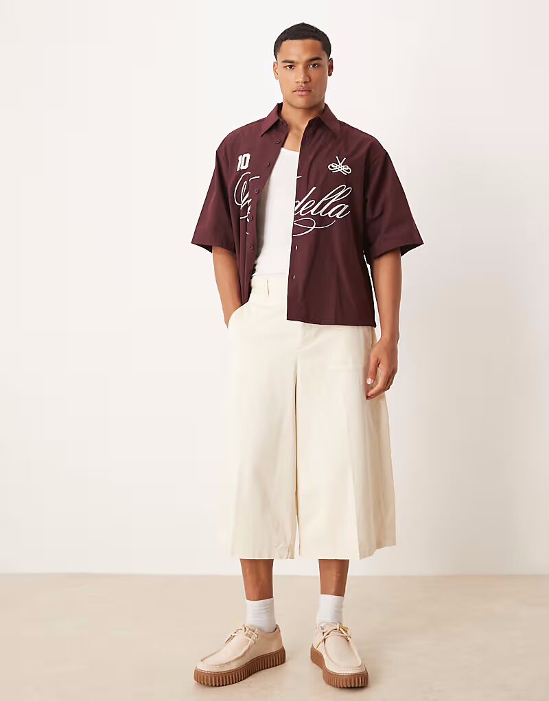 

Удлиненные шорты очень широкого кроя бежевого цвета Asos Design