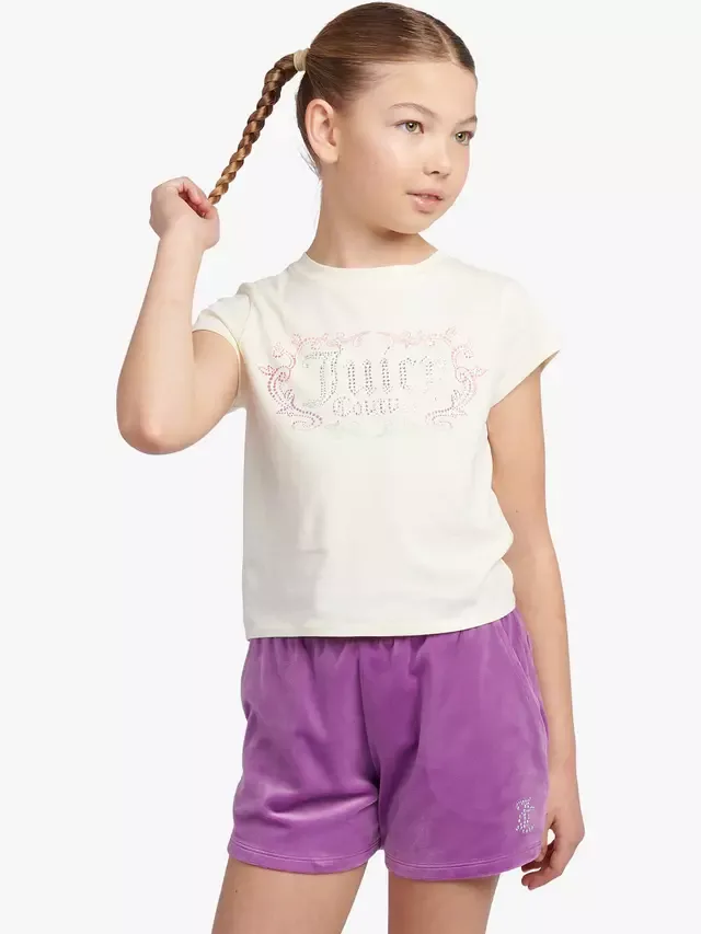 Детский комплект: футболка Heritage Ringer и велюровые шорты, цвет Dewberry Juicy Couture