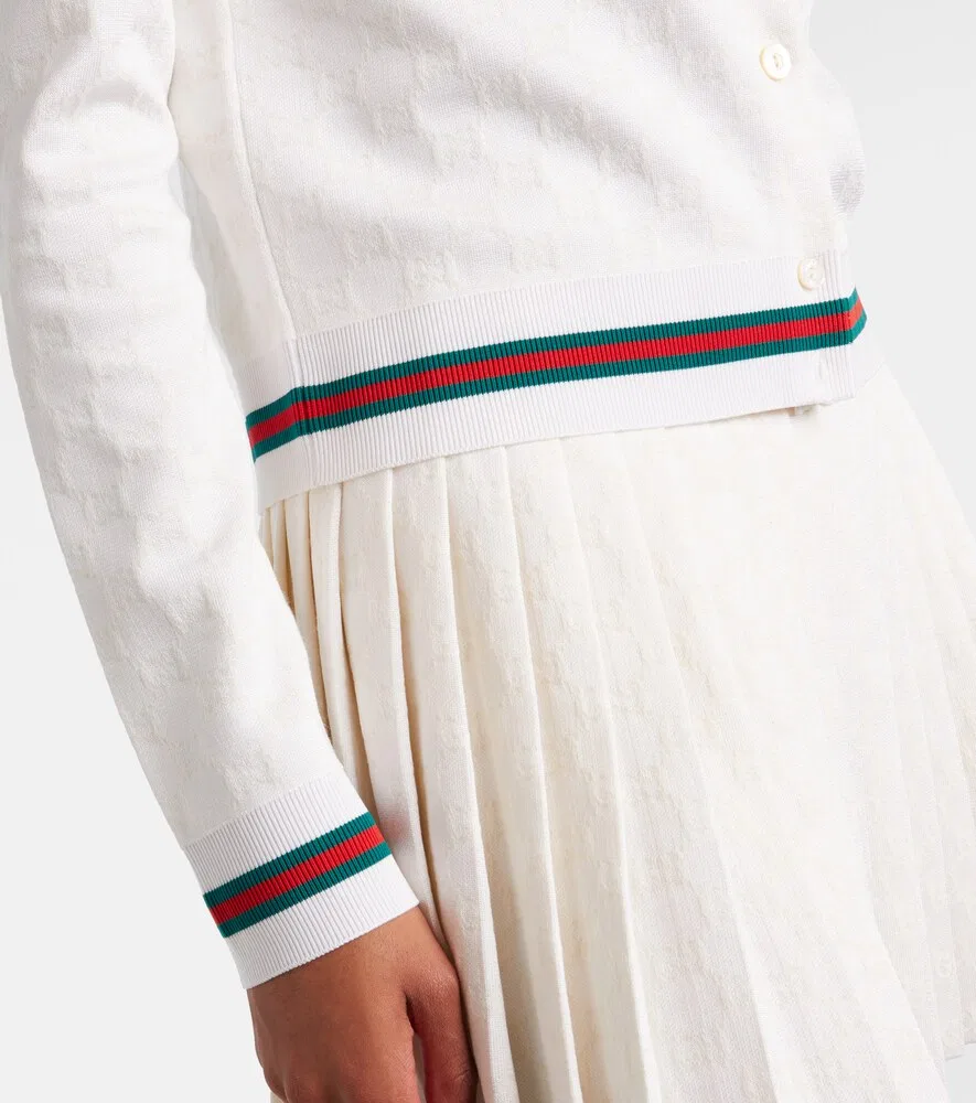 Кардиган Gucci Жаккардовый, с логотипом GG, белый — фото 4
