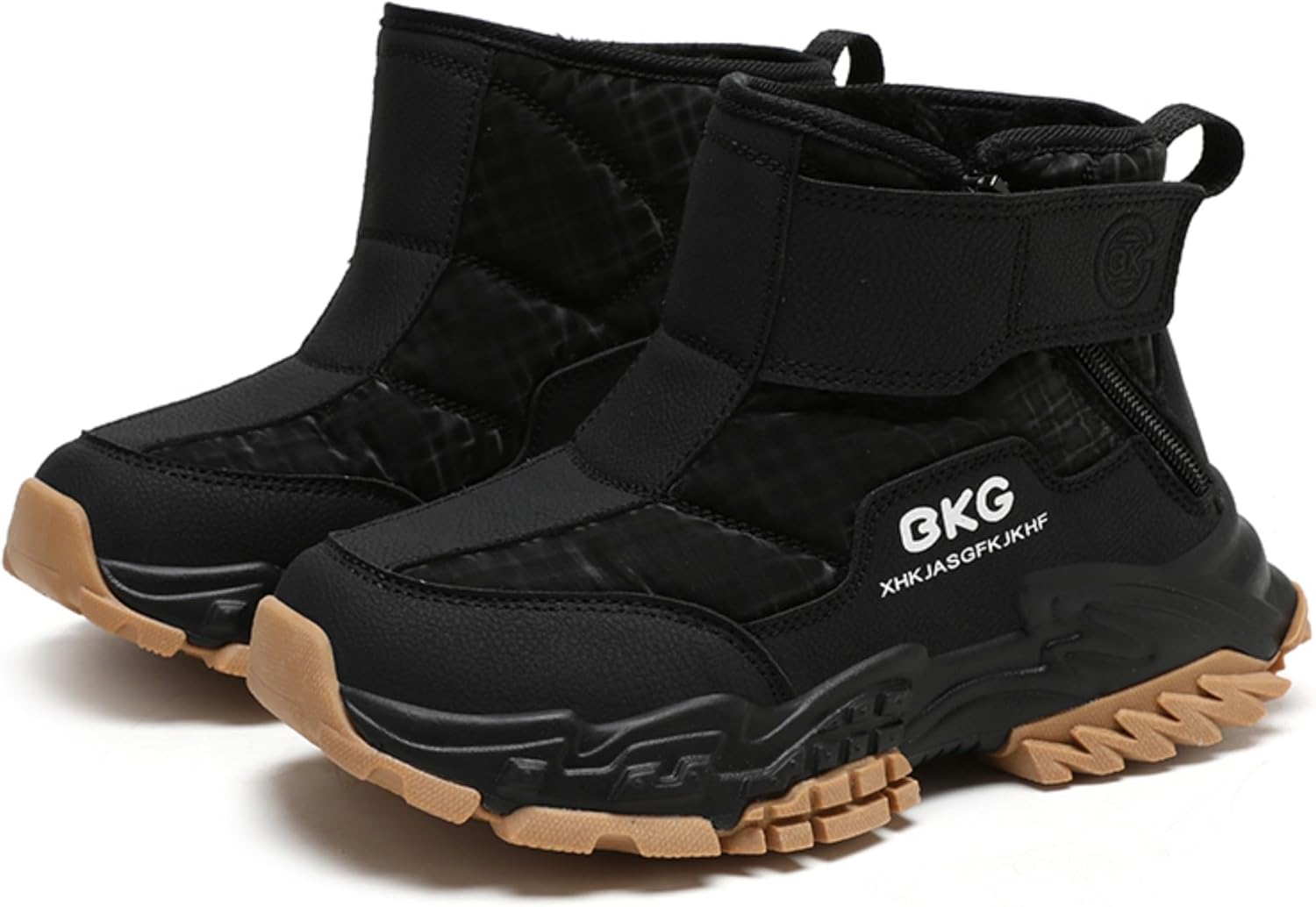 

Детские зимние ботинки на снег, водонепроницаемые, для мальчиков и девочек, детей и подростков, с противоскользящей подошвой, застежкой-липучкой и молнией, с утепленной подкладкой для активного отдыха на холоде BKGywcs, Black