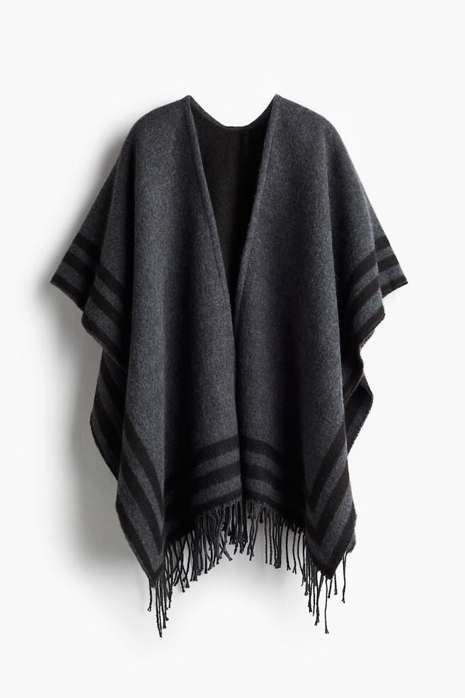 

Пончо с бахромой H&M, серый