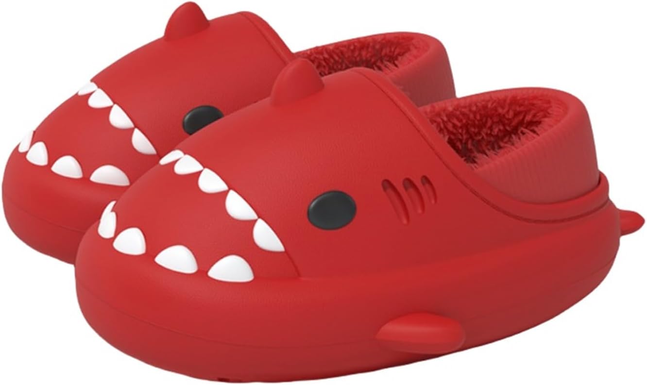 

Зимние шлепанцы Shark Slides, шлепанцы Shark Slides для взрослых и детей, теплые, уютные, плюшевые, водонепроницаемые, нескользящие, для мужчин и женщин Generic, красный