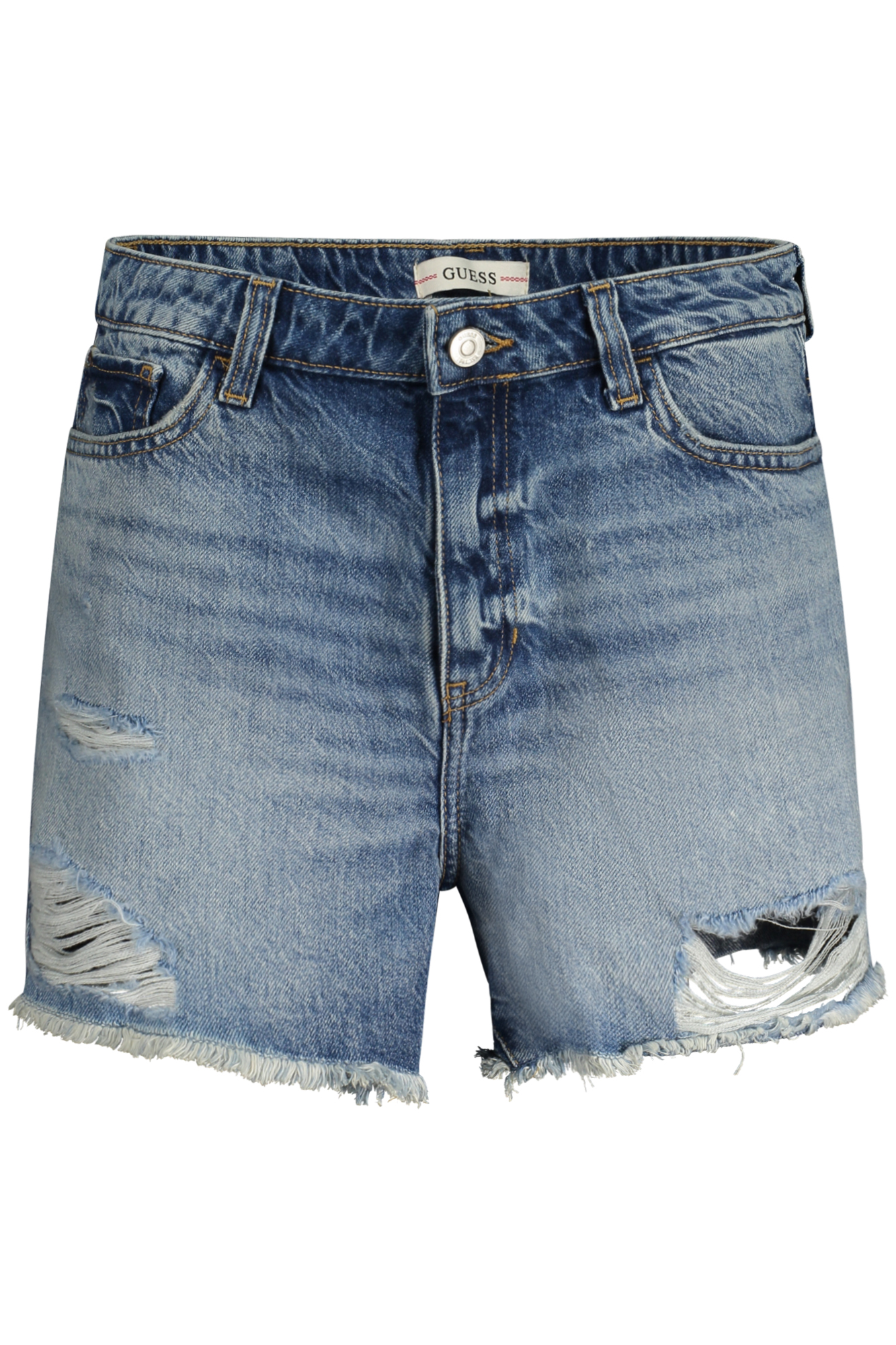 

Шорты женские Guess Jeans джинсовые с эффектом потертости, синий
