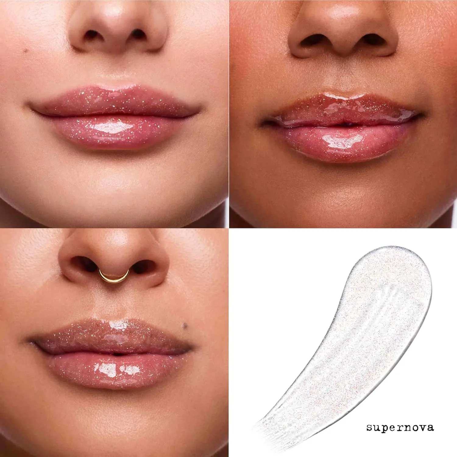 stila Heaven's Dew гель-масло для губ увлажняющий гибрид глянца и масла с жожоба, гиалуроновой кислотой и антиоксидантами, высокий блеск, нелипкая питательная текстура с большим аппликатором, Supernova — фото 4
