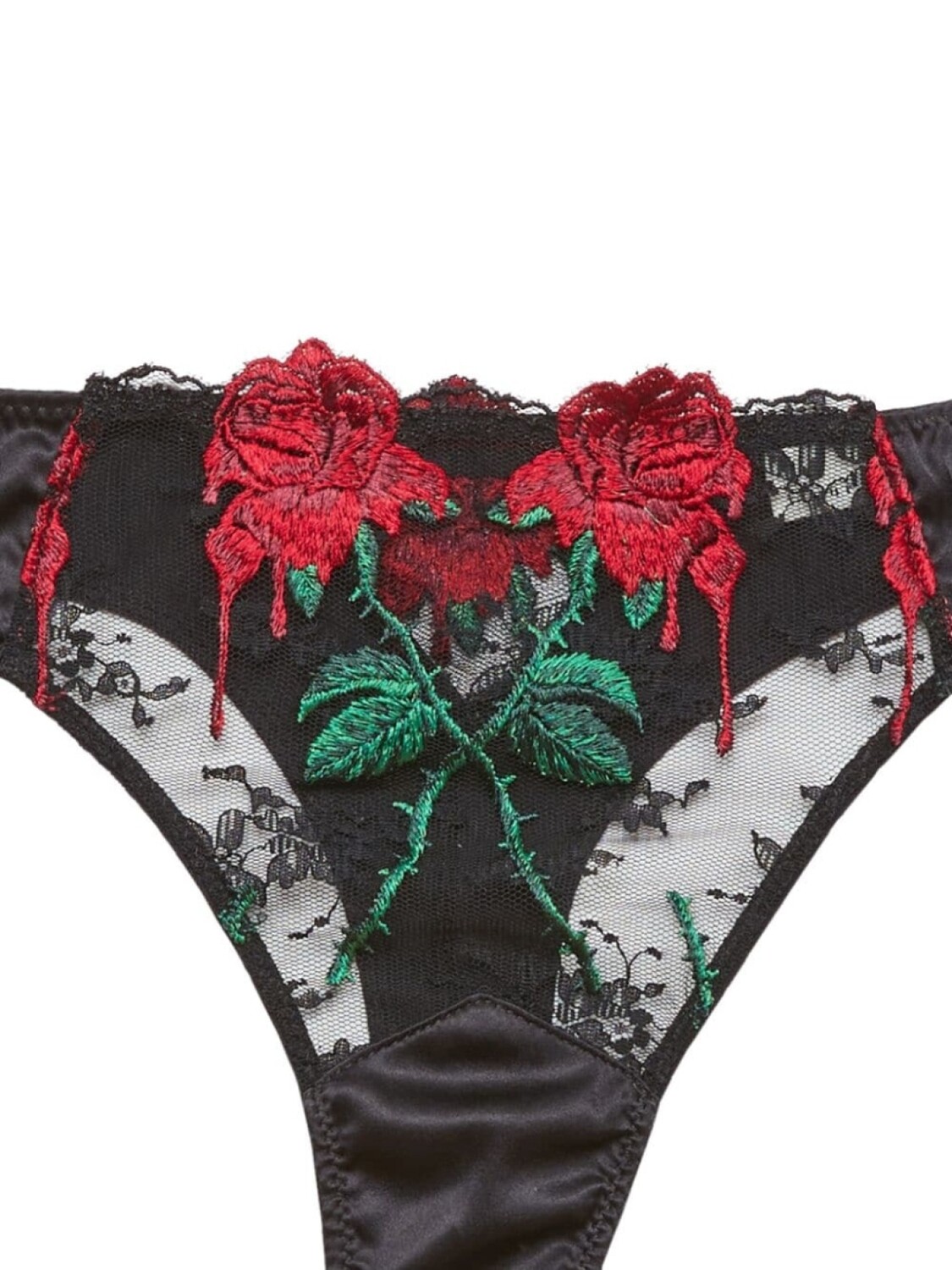 

Стринги Fleur Du Mal с цветочной вышивкой, черный