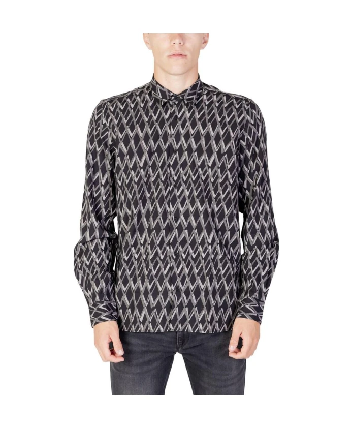 

Черная рубашка с геометрическим узором и длинными рукавами Antony Morato, черный
