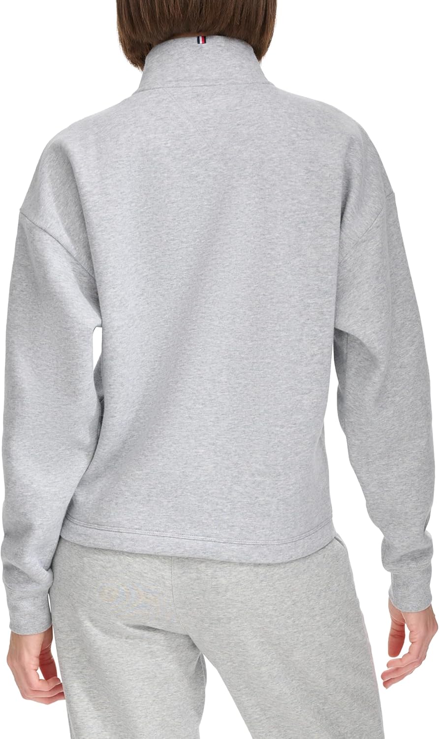 Женская флисовая толстовка Tommy Hilfiger с застежкой-молнией Quarter Zip, Pearl Heather Grey — фото 4