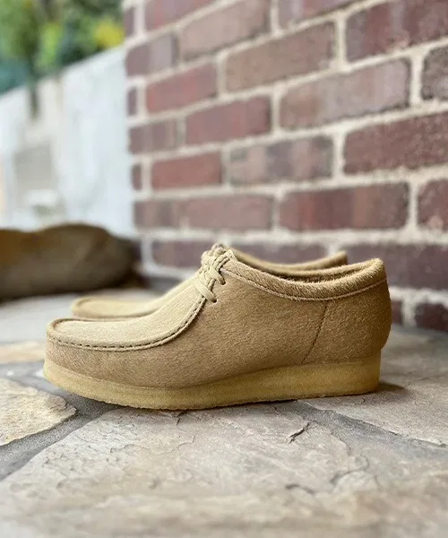 Мужские мокасины из натуральной кожи Clarks Wallabee бежевые — фото 2