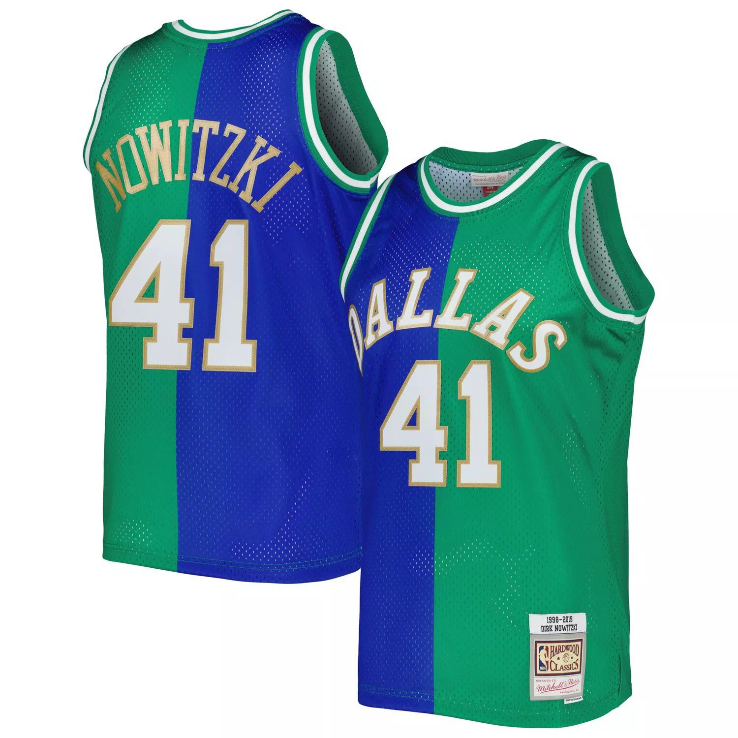 

Мужская майка Mitchell & Ness Dirk Nowitzki сине-зеленая Dallas Mavericks Hardwood Classics 1998-2019 Split Swingman, Зеленый, Мужская майка Mitchell & Ness Dirk Nowitzki сине-зеленая Dallas Mavericks Hardwood Classics 1998-2019 Split Swingman