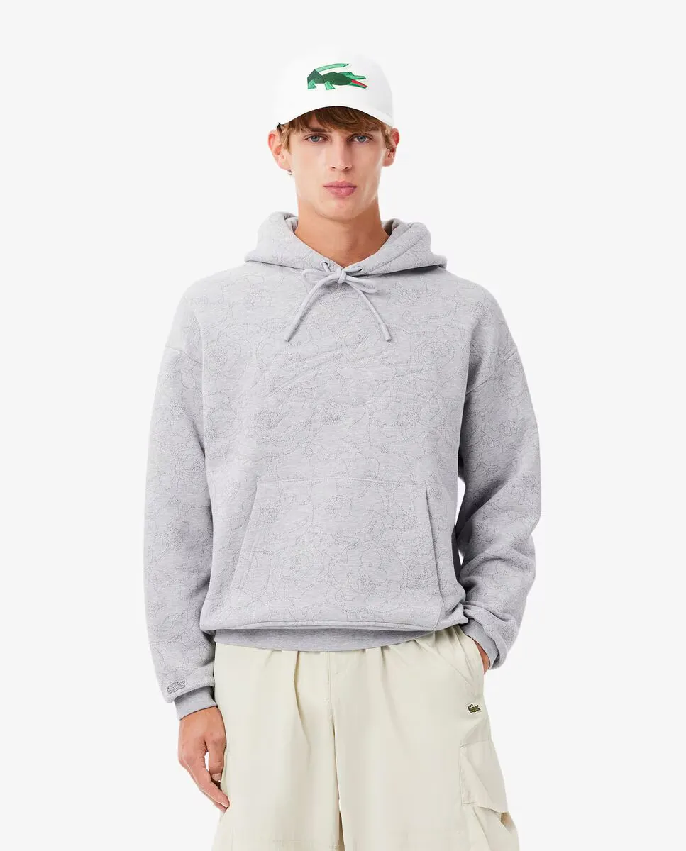 

Мужская толстовка с цветочным принтом Lacoste, светло-серый
