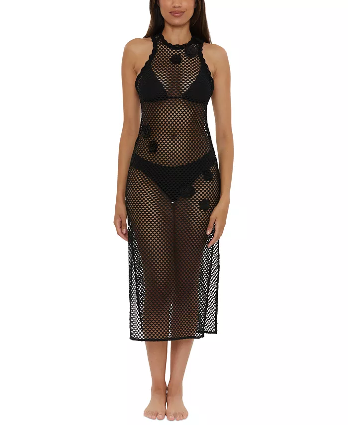 

Женское платье-накидка Castaway Island с цветочными аппликациями и сетчатым узором Becca, черный