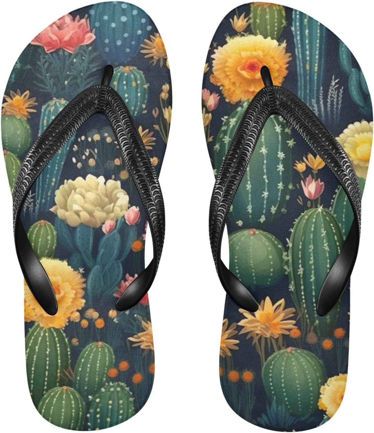 

Шлепанцы с цветочным рисунком кактусов, пляжные летние повседневные сандалии для женщин и мужчин, обувь для душа, размер XS Kfbe, Cactus