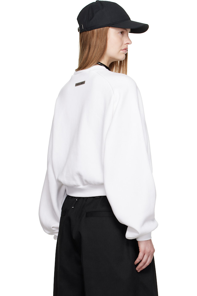 Fear Of God Essentials Белая флисовая толстовка с рукавами реглан и круглым вырезом — фото 3