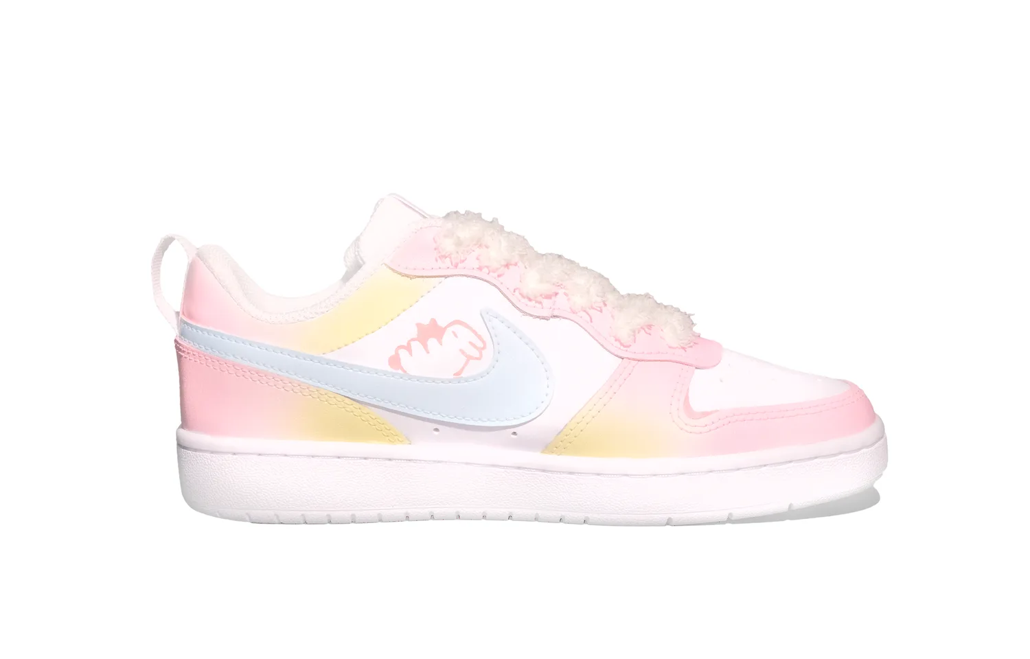 Nike Court Borough Low 2 кожаные устойчивые к истиранию низкие кроссовки для скейтбординга розовые желтые для подростков — фото 3
