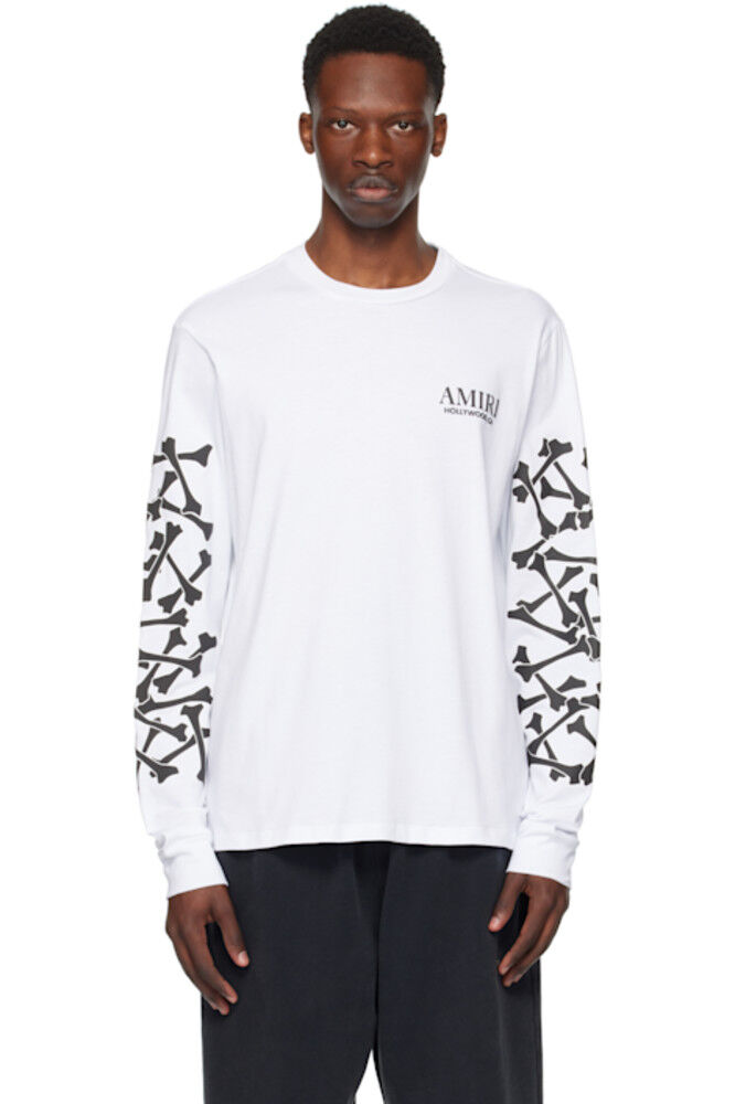 

Белая футболка с длинным рукавом Bones Stacked AMIRI