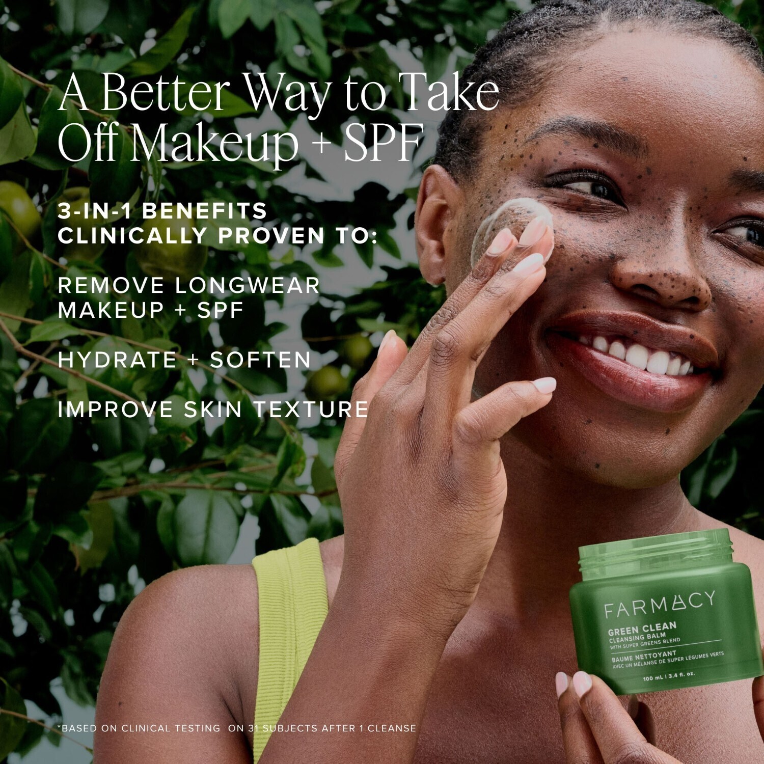 Очищающий крем для лица green clean cleansing balm Farmacy, объем 100 мл — фото 3