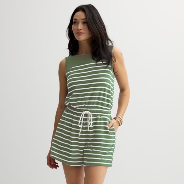 

Женский летний комбинезон из френч-терри Sonoma Goods For Life, цвет olive green stripe