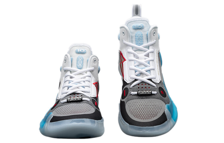 Кроссовки Li Ning Wow 10 Basketball, белый/серый/голубой — фото 3