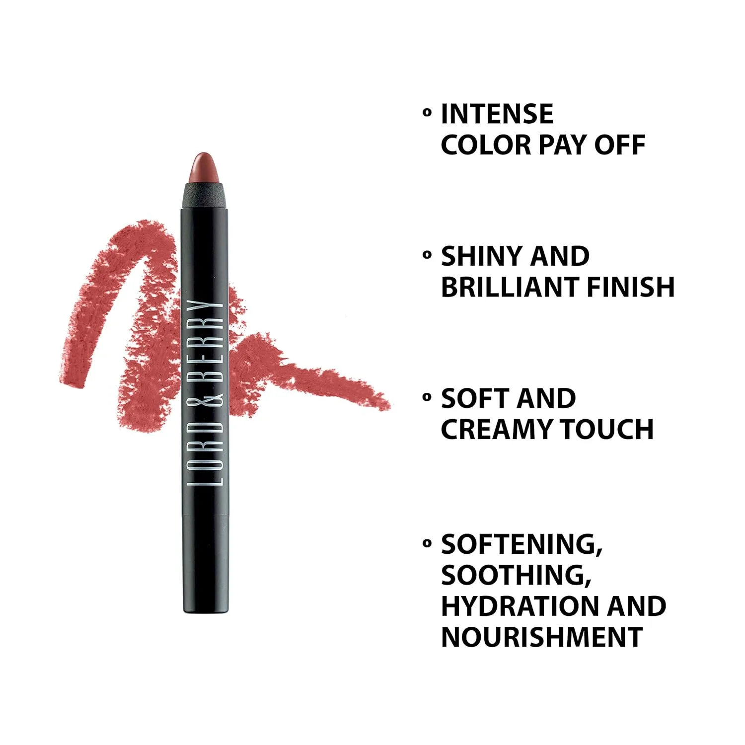 Lord & Berry 20100 Crayon Shining Lipsticks - увлажняющая помада интенсивного цвета с витамином E, веганская косметика, Confess — фото 4