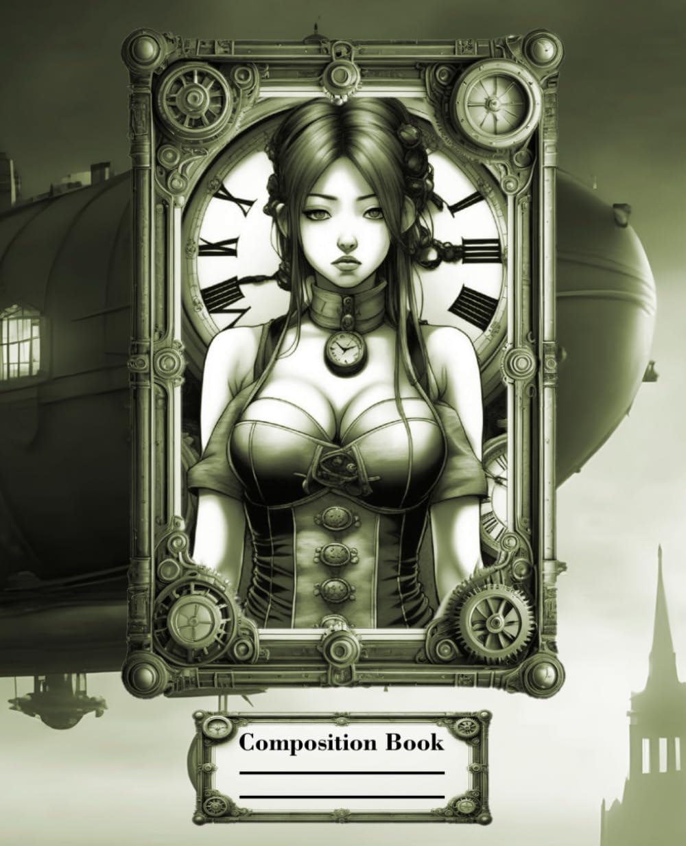 

Composition notebook - College Ruled: Steampunk Girl Illustration Japan Style with 120 College Ruled, Cream Colored Pages (Independently published)