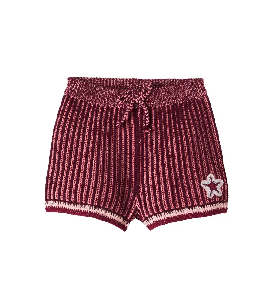 Вязаные хлопковые шорты Zimmermann Kids, красный