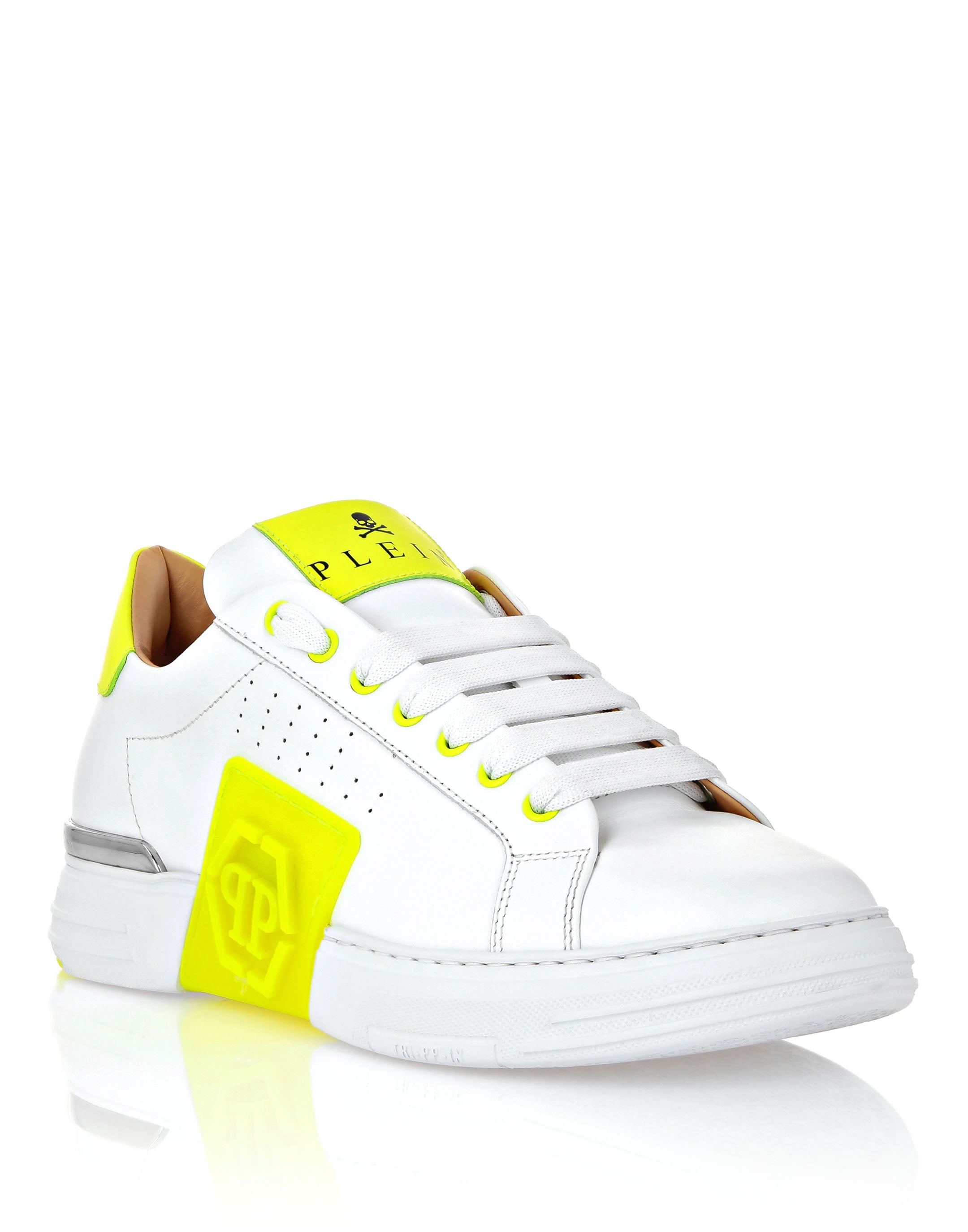 

НИЗКИЕ КРОССОВКИ PHANTOM KICK$ Philipp Plein, цвет White/Yellowfluo