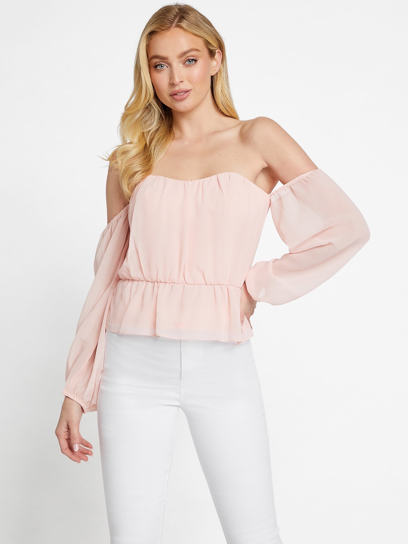 

Топ из шифона Kianna Guess Factory, цвет pink roses