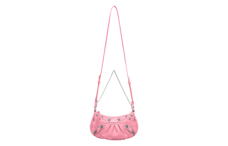 Мини-сумка Le Cagole с цепью, тиснение под крокодила, розовая Balenciaga — фото 3